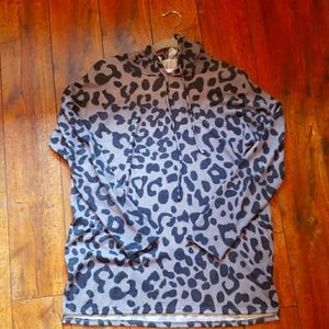 Gray leopard pullover